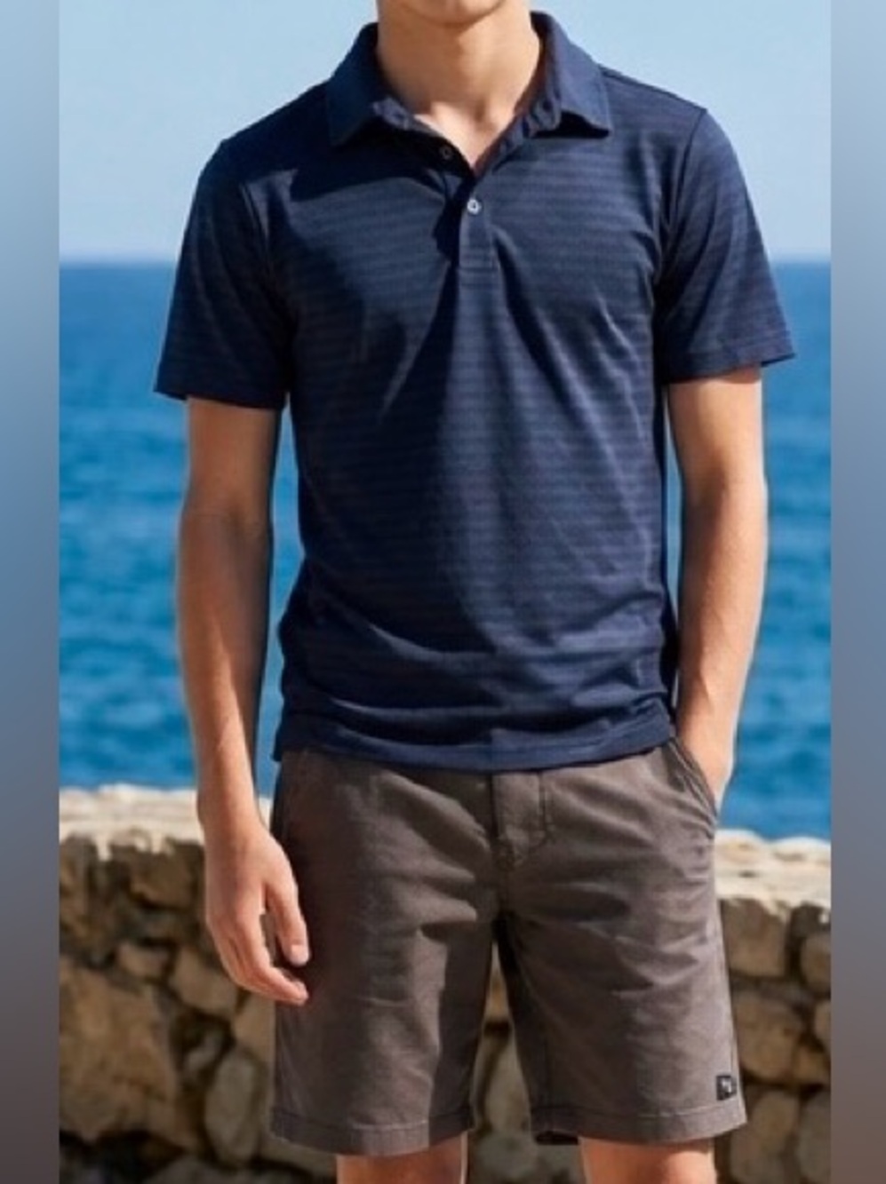 Kids Nautica Navy Short-Sleeve Polo and Charcoal grey Shorts Matching Set